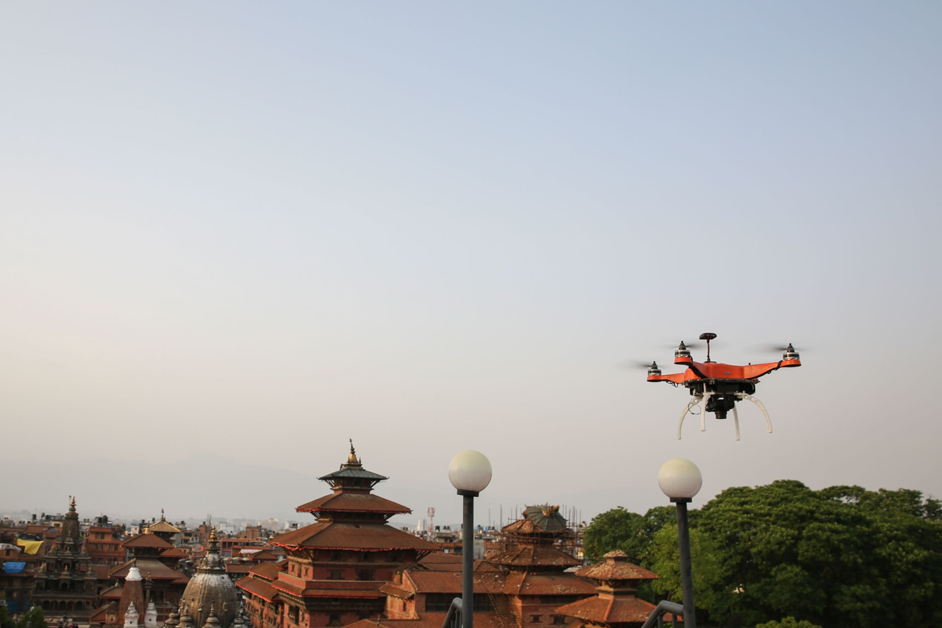 a drone flying over Nepal